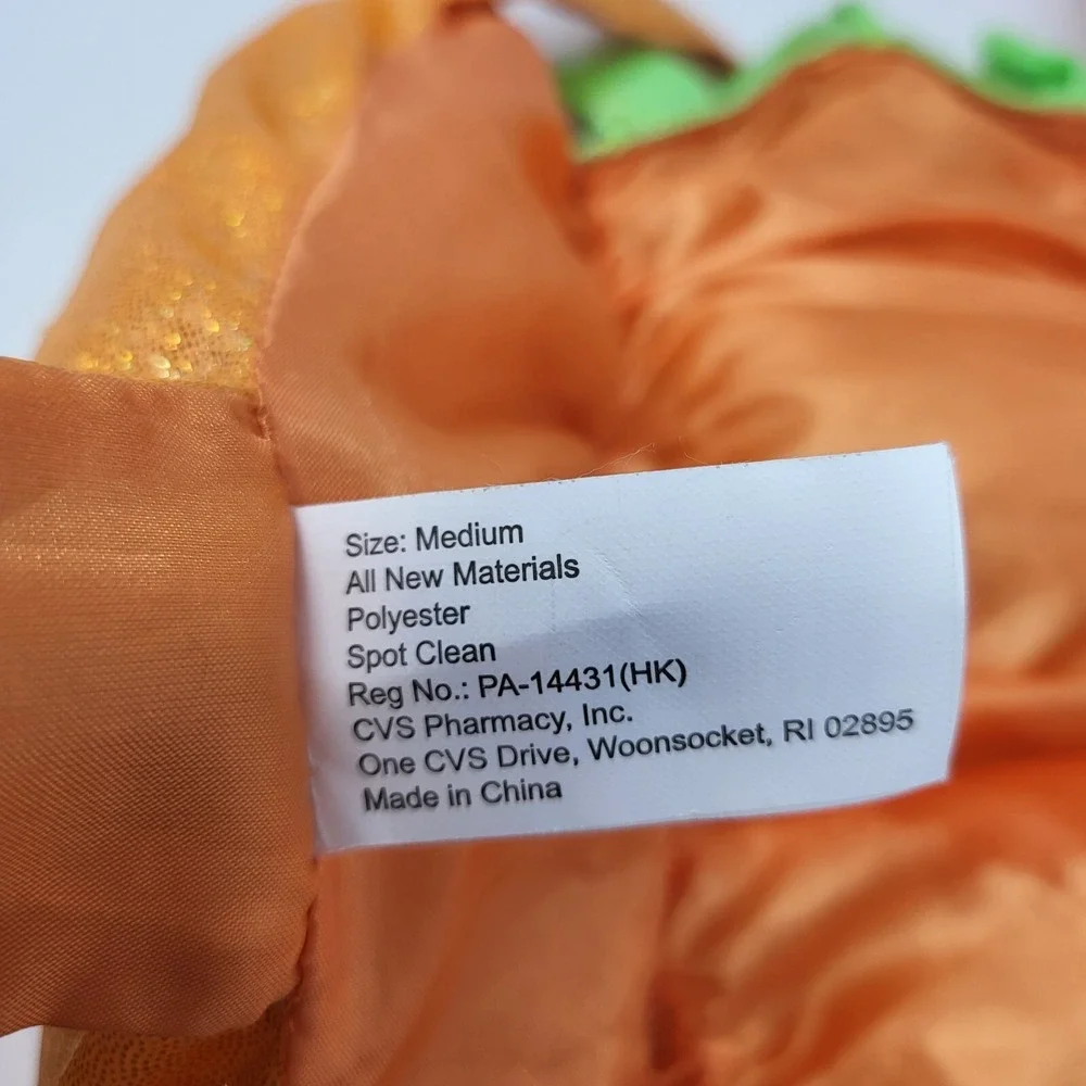 Shimmer Iridescent Pumpkin Costume Dog Pet Halloween Doggy Puppy Medium 2 Piece
